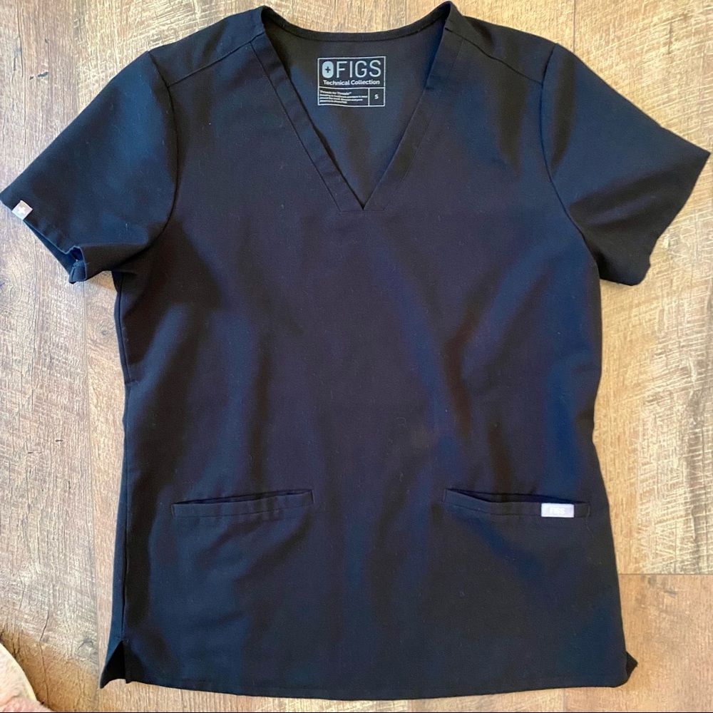 Figs Casma Scrub Top- Black/Small